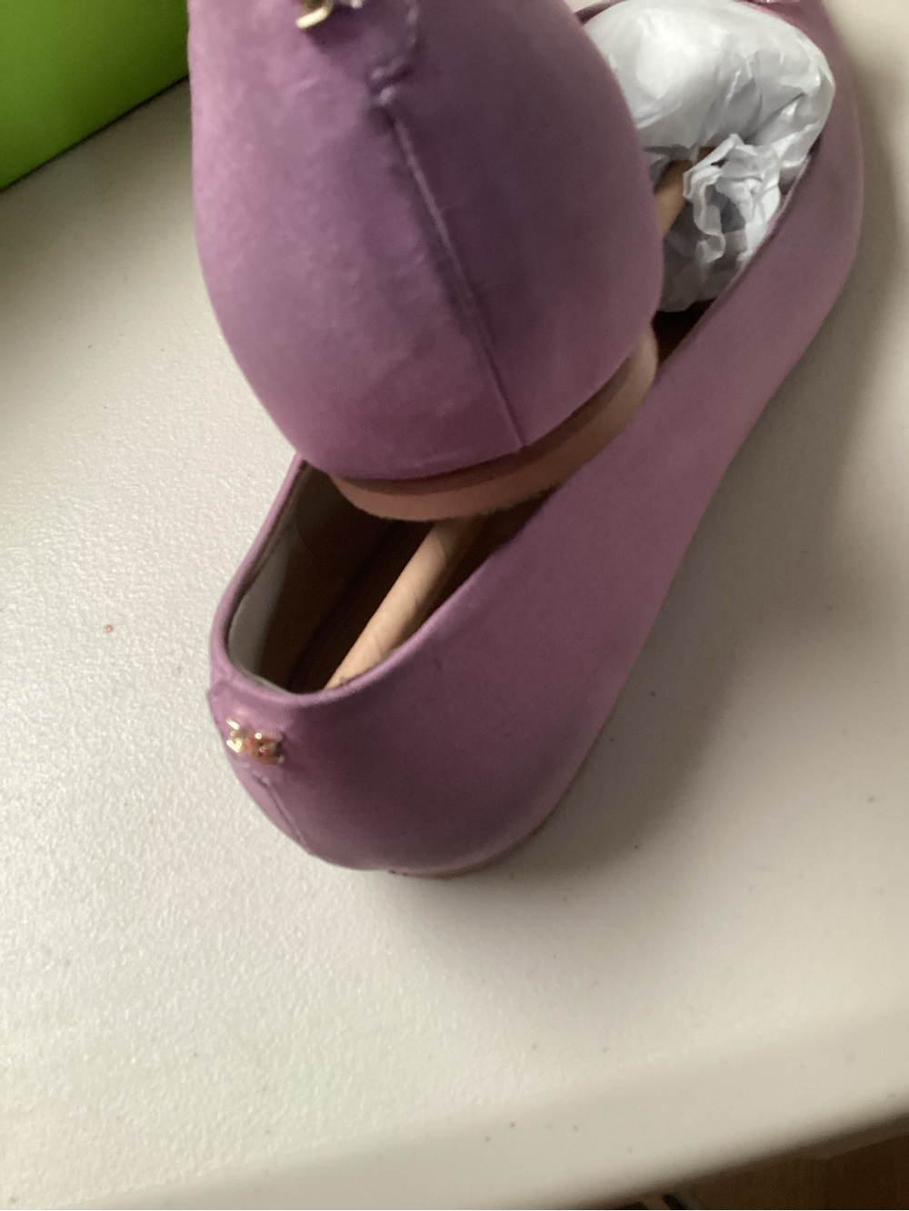 Sam Edelman Lilac Pointed-Toe Flats with Gold Floral Pearl Accent - Picture 4 of 6